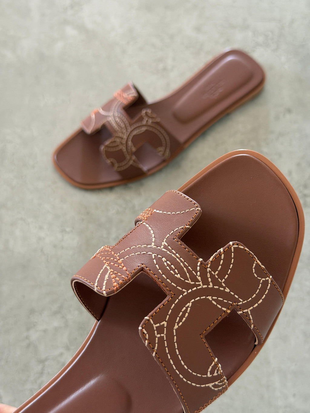 Hermes Oran Sandal in Panoplie Equestre Embroidered