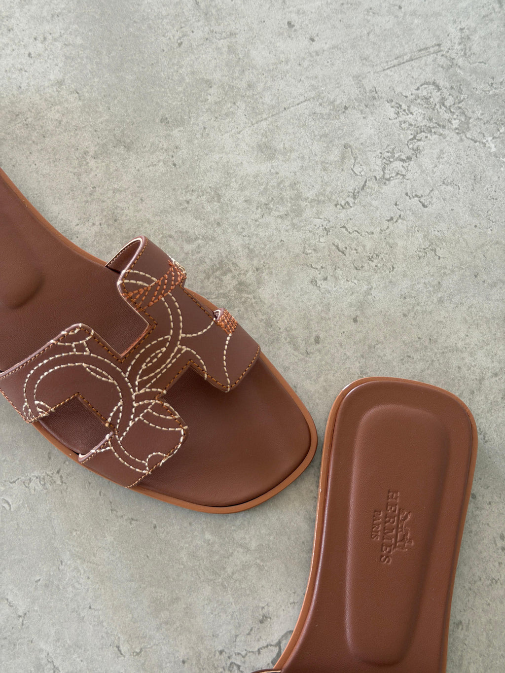 Hermes Oran Sandal in Panoplie Equestre Embroidered