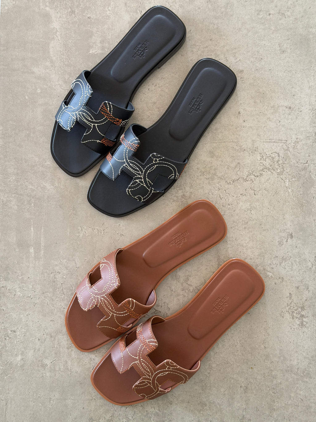 Hermes Oran Sandal in Panoplie Equestre Embroidered