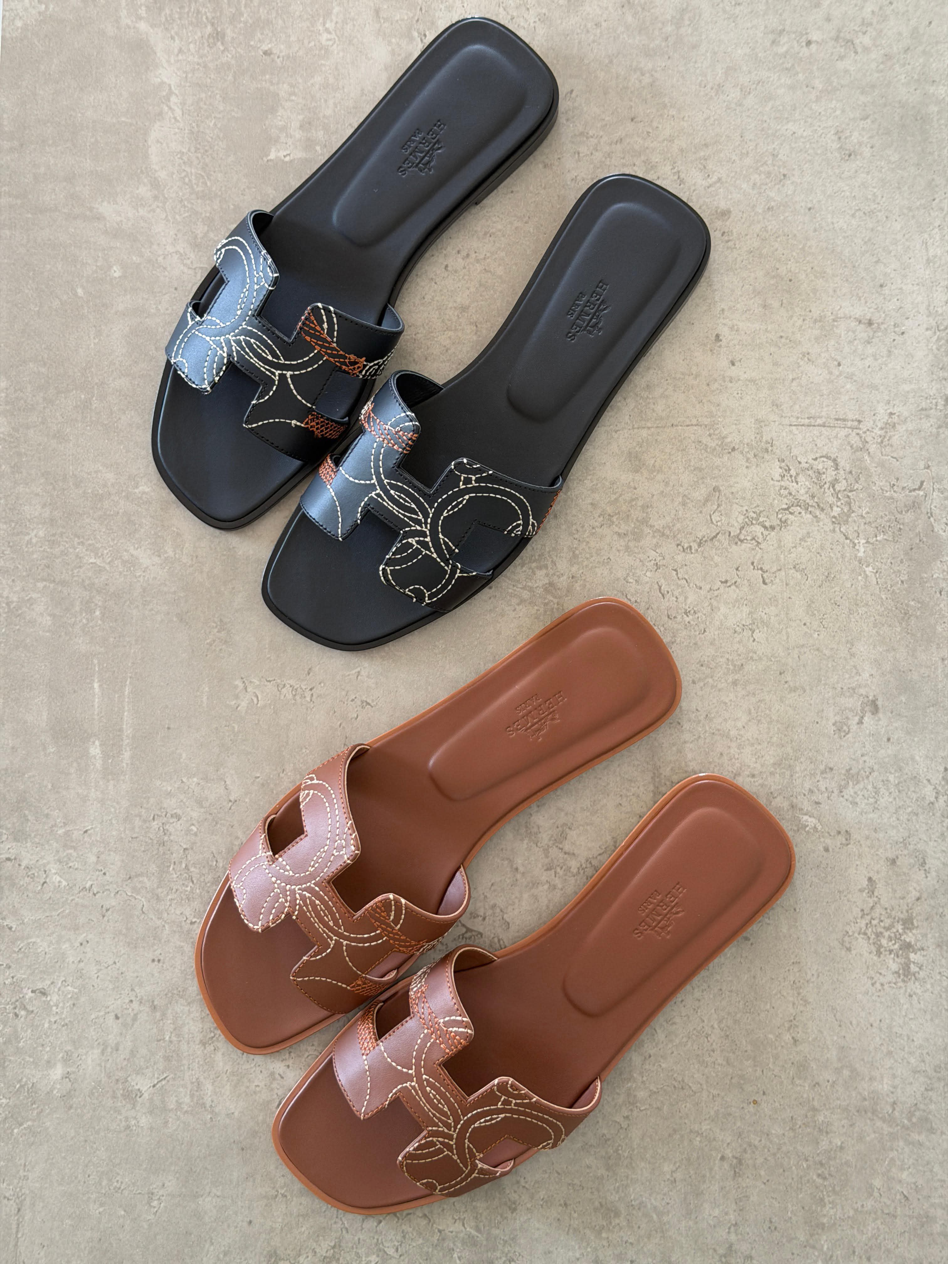 Hermes Oran Sandal in Panoplie Equestre Embroidered