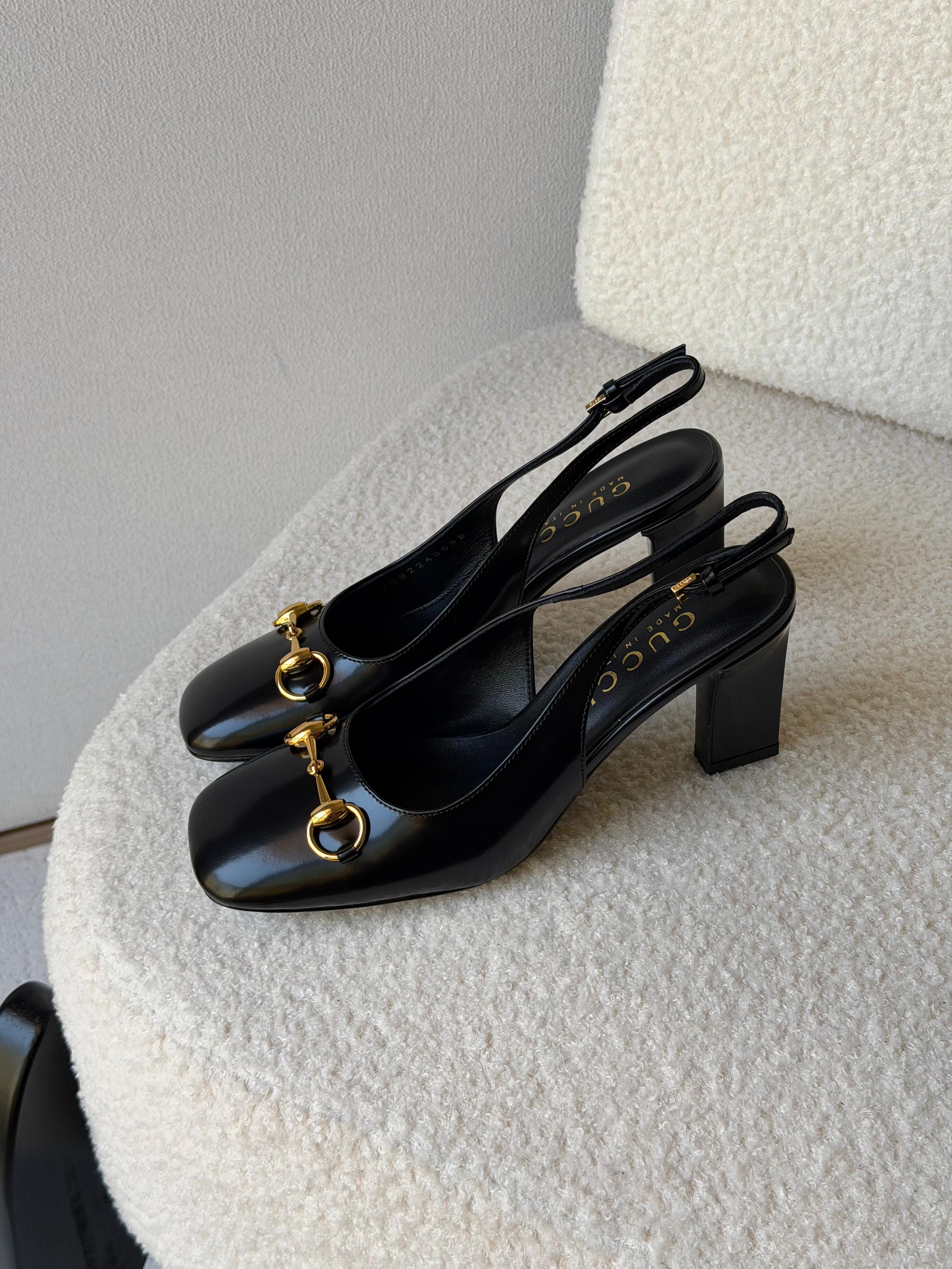 Gucci Leather Horsebit Slingback Pumps