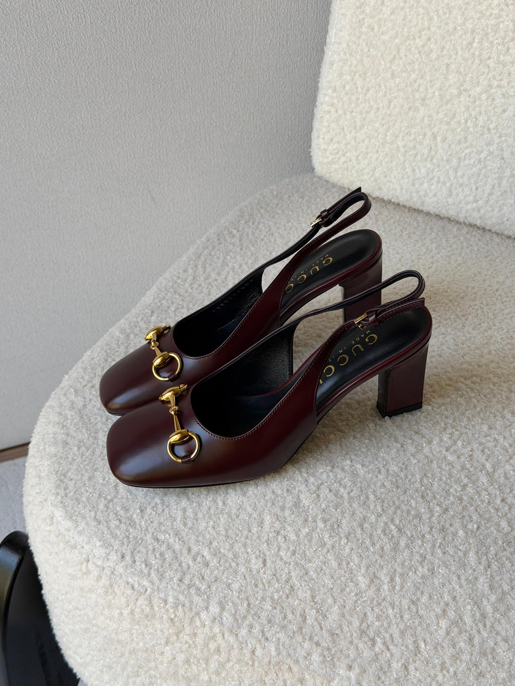 Gucci Leather Horsebit Slingback Pumps