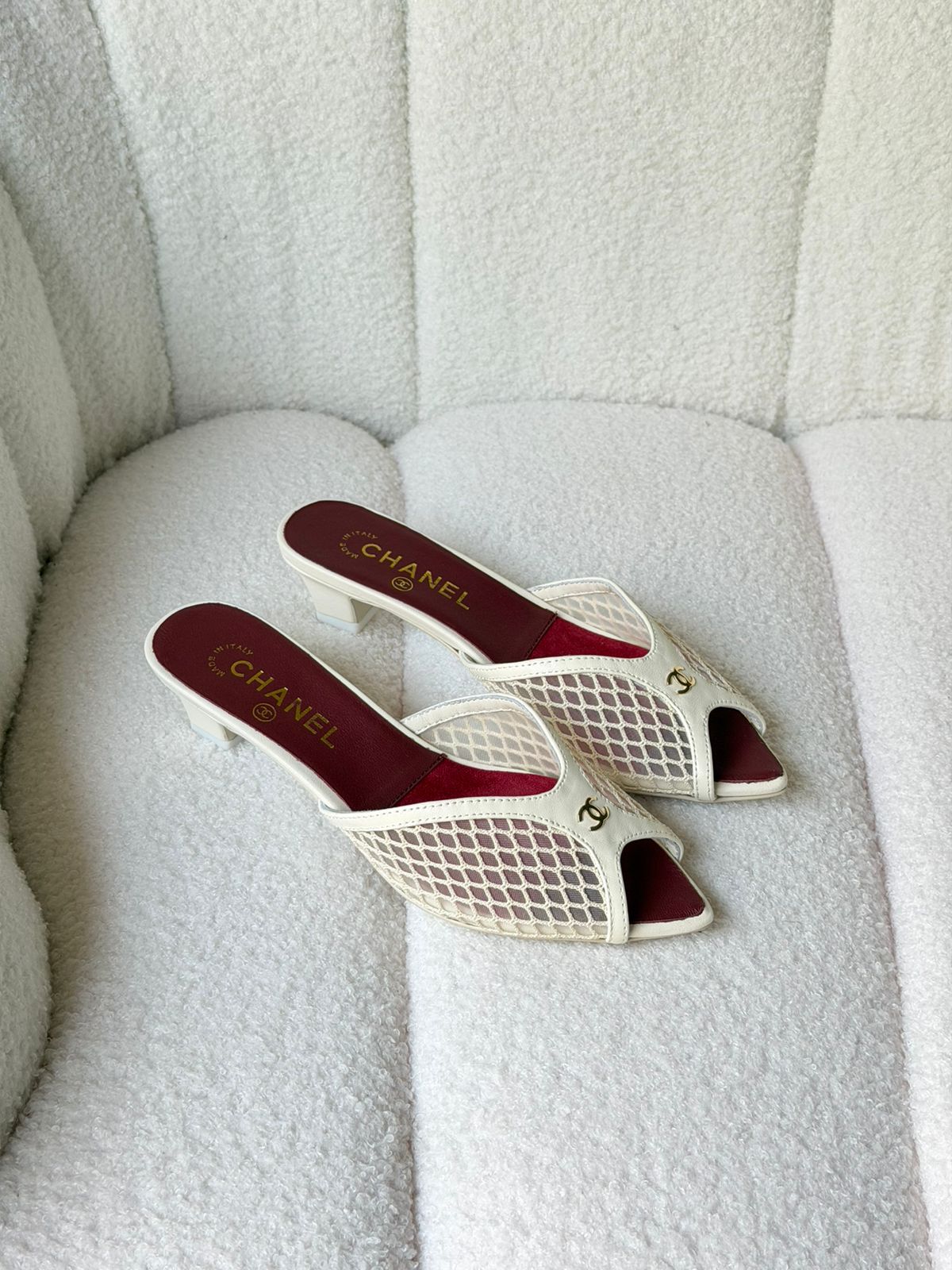 CHANEL Mules in Mixed Fibers Cotton & Lambskin