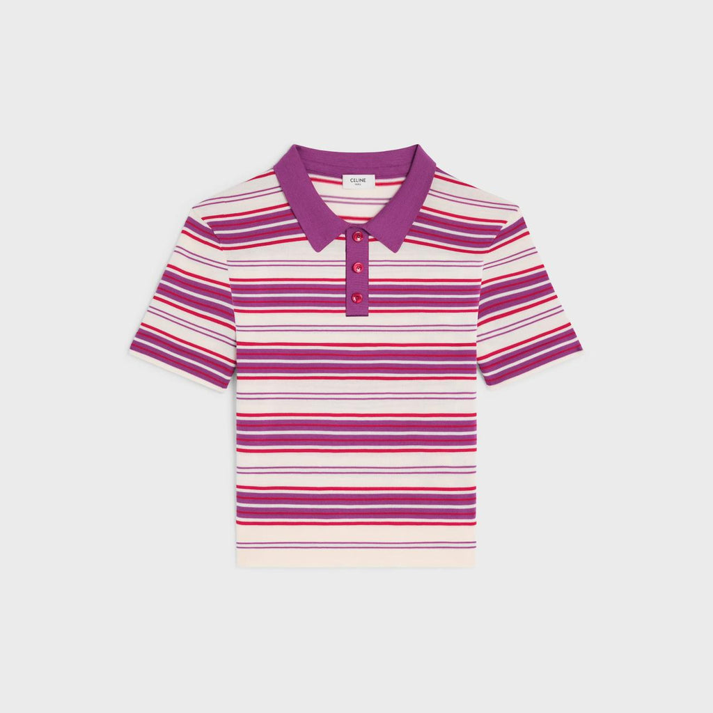 Celine POLO SWEATER IN STRIPED COTTON