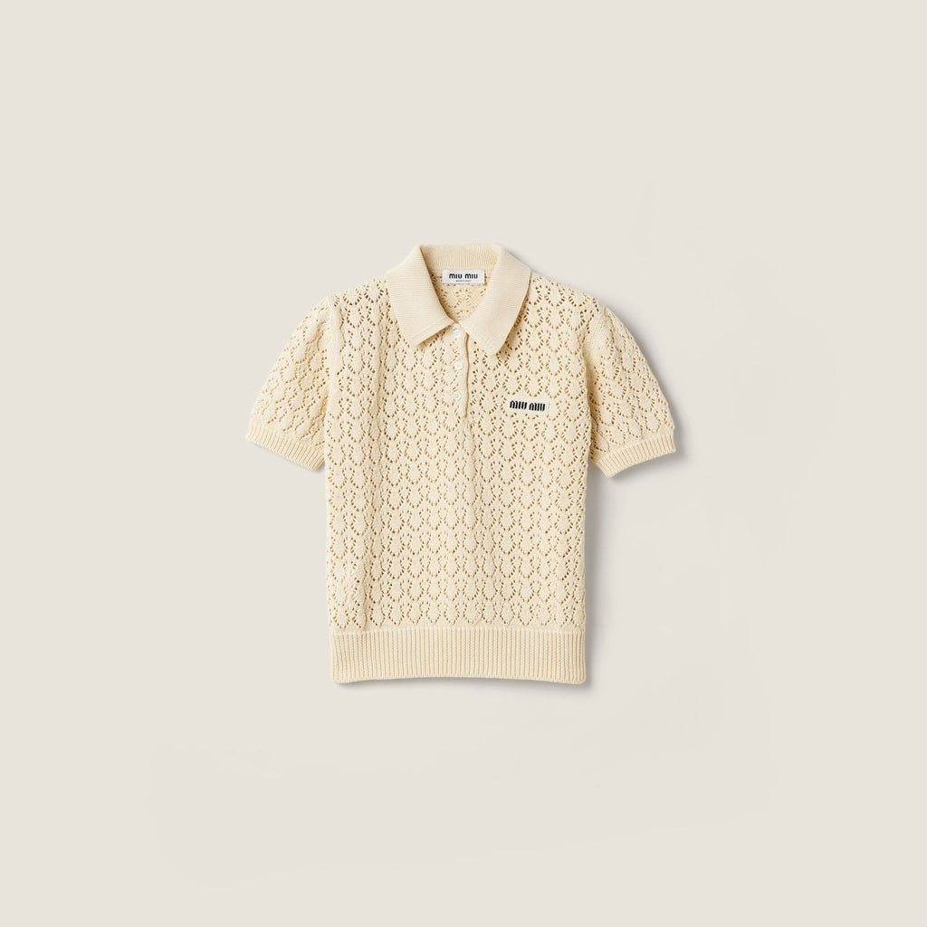 Ivory Cotton Polo Shirt | Miu Miu