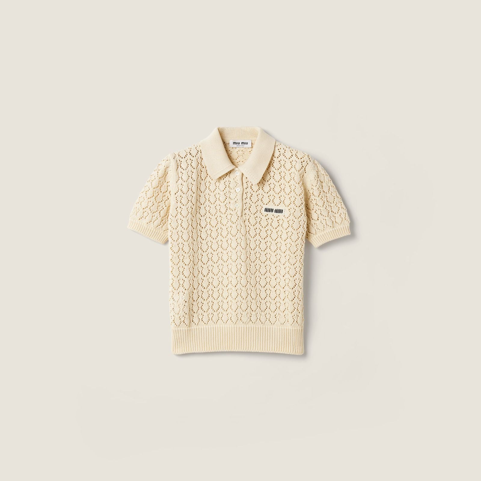 Ivory Cotton Polo Shirt | Miu Miu