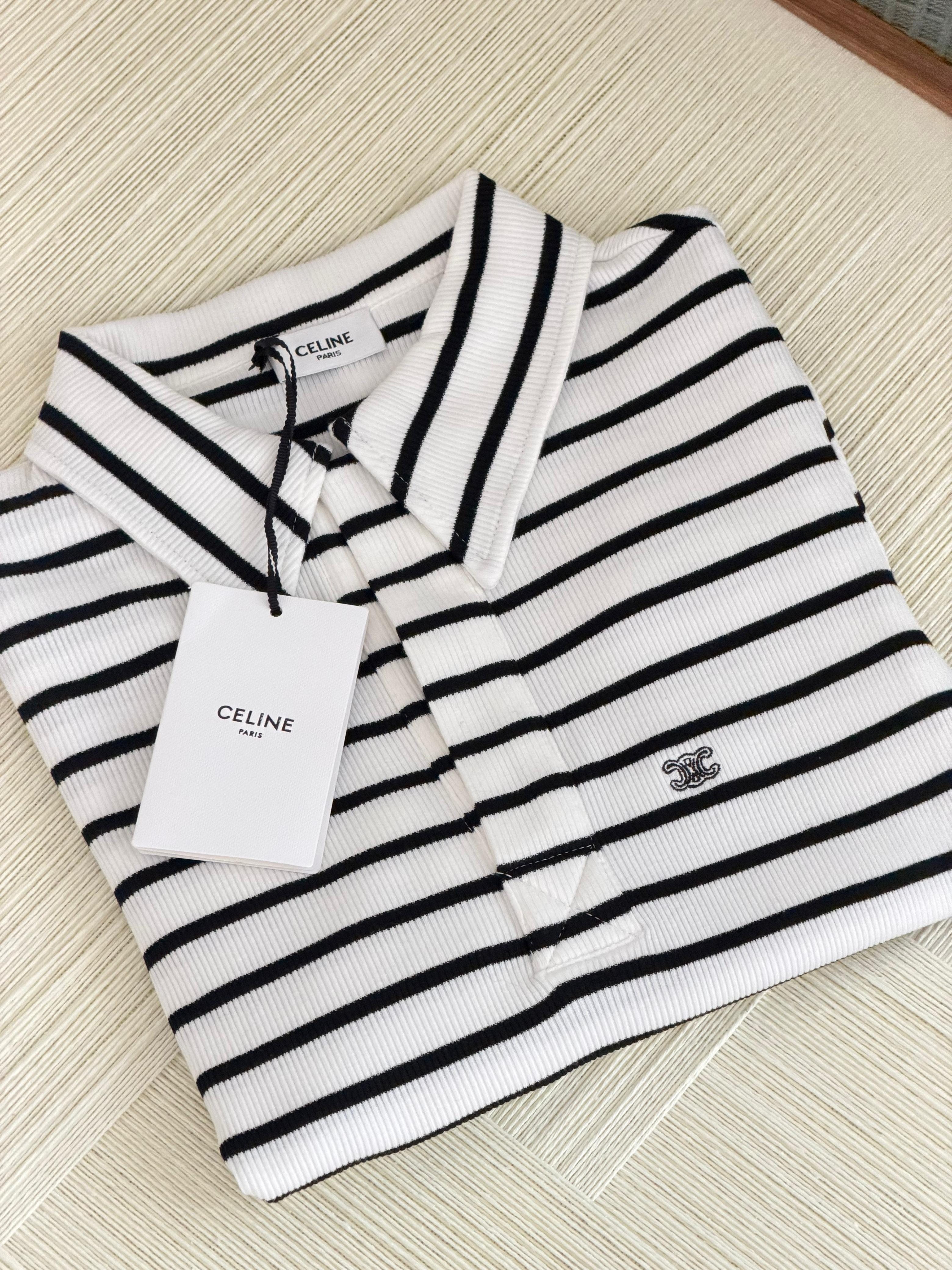 Celine polo shirt IN striped silk jersey