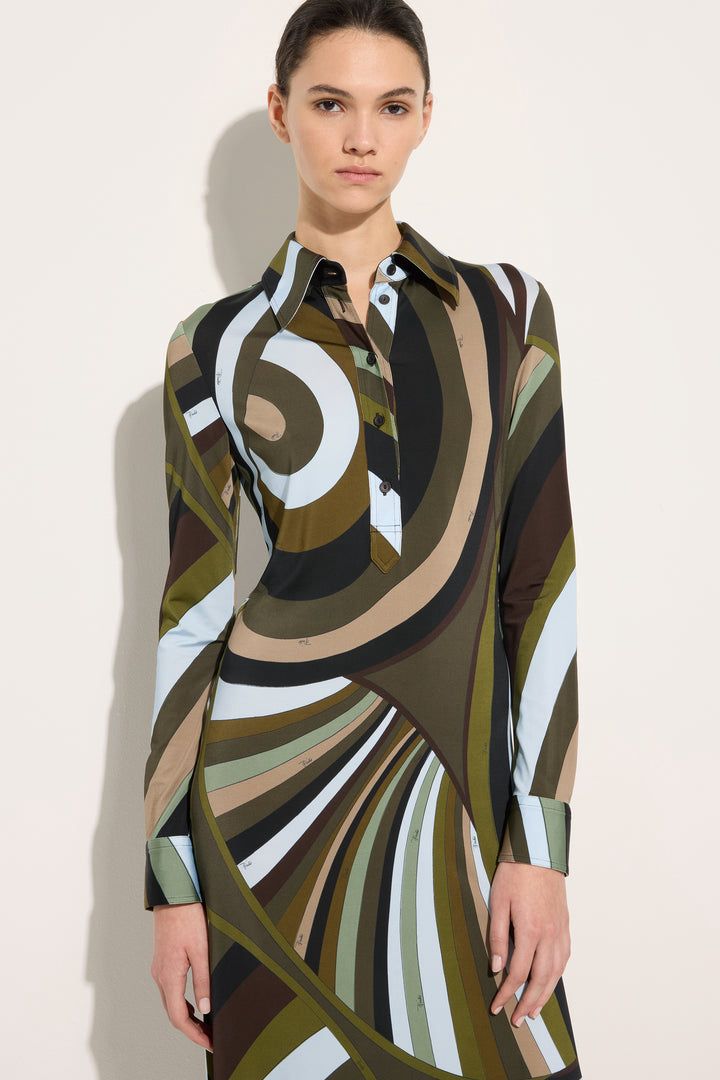 Buy Pucci Green Iride-print Shirtdress