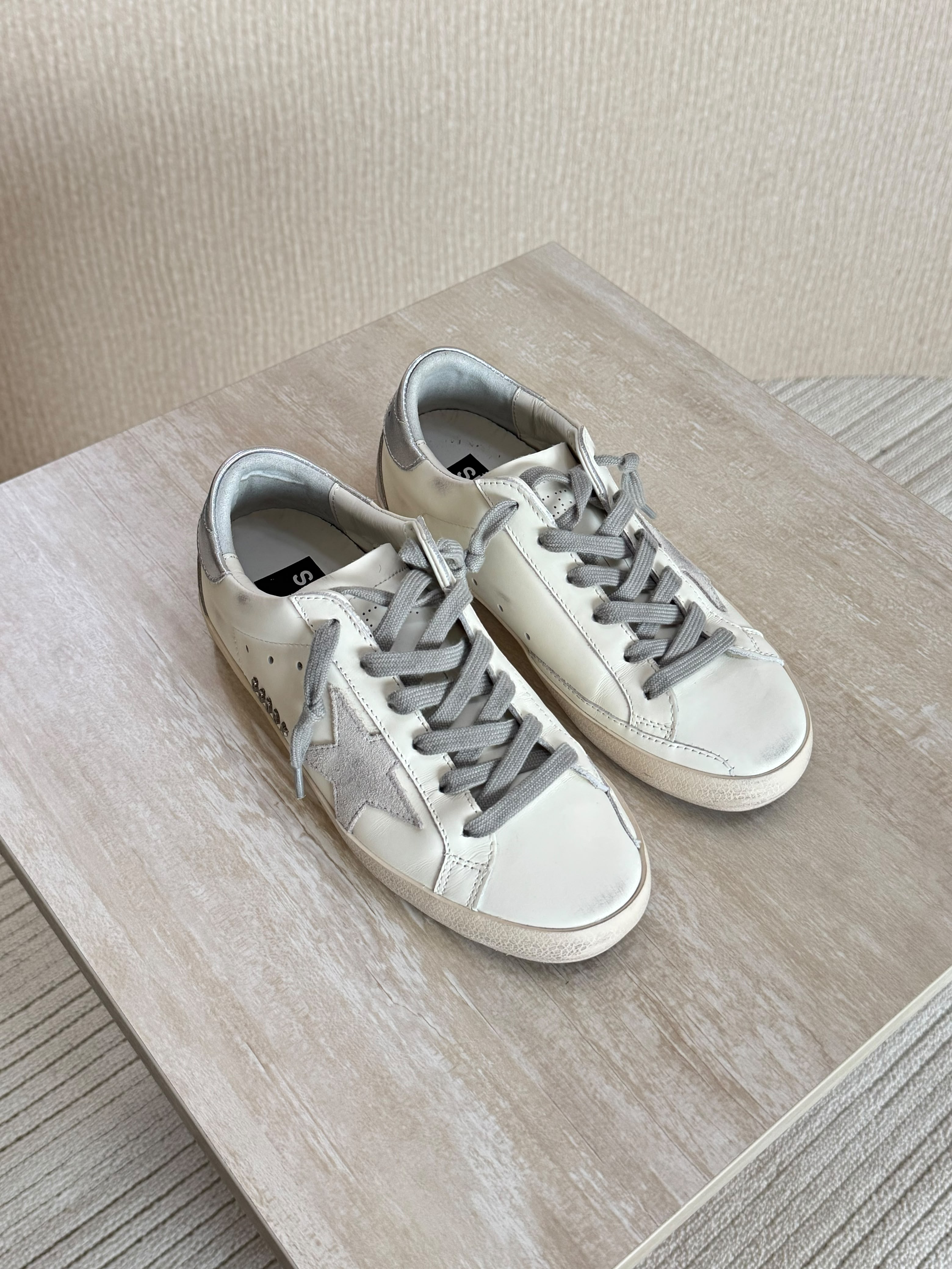 Golden Goose White Leather Super-Star Sneakers