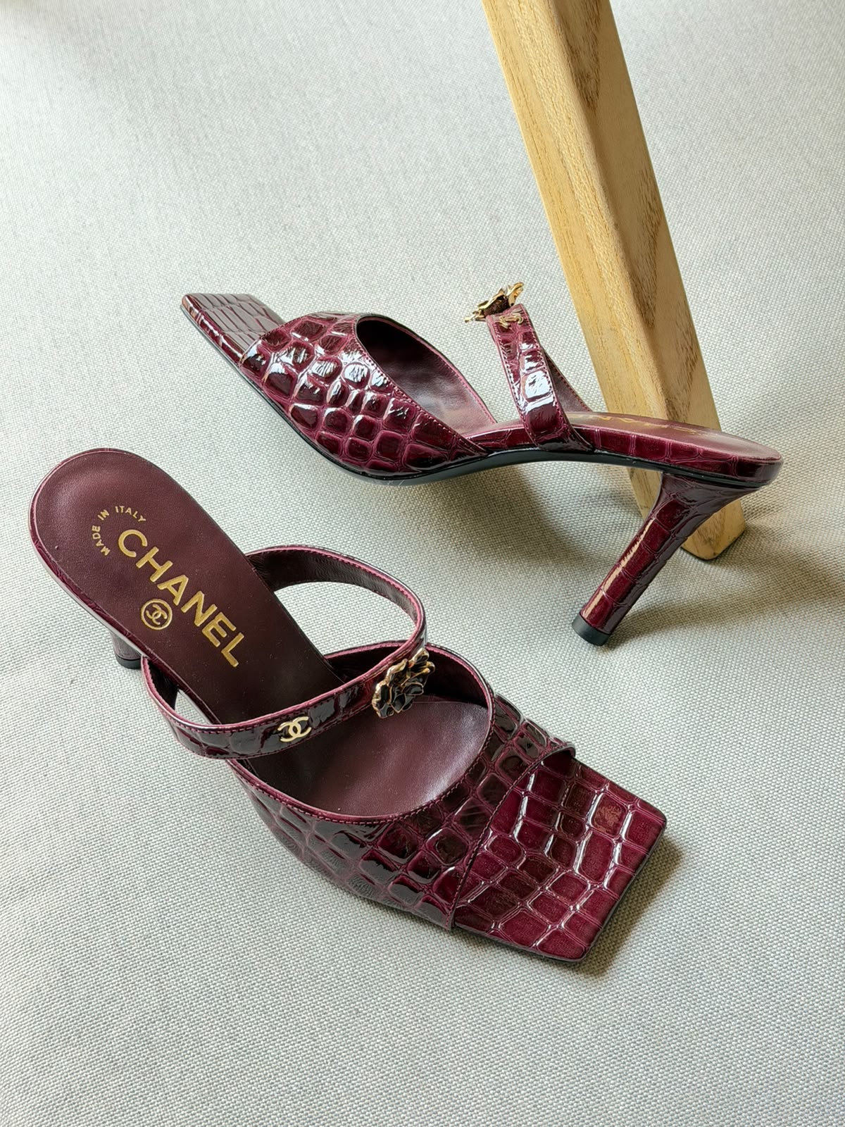 Chanel Crocodile Embossed Patent Calfskin & Metal
