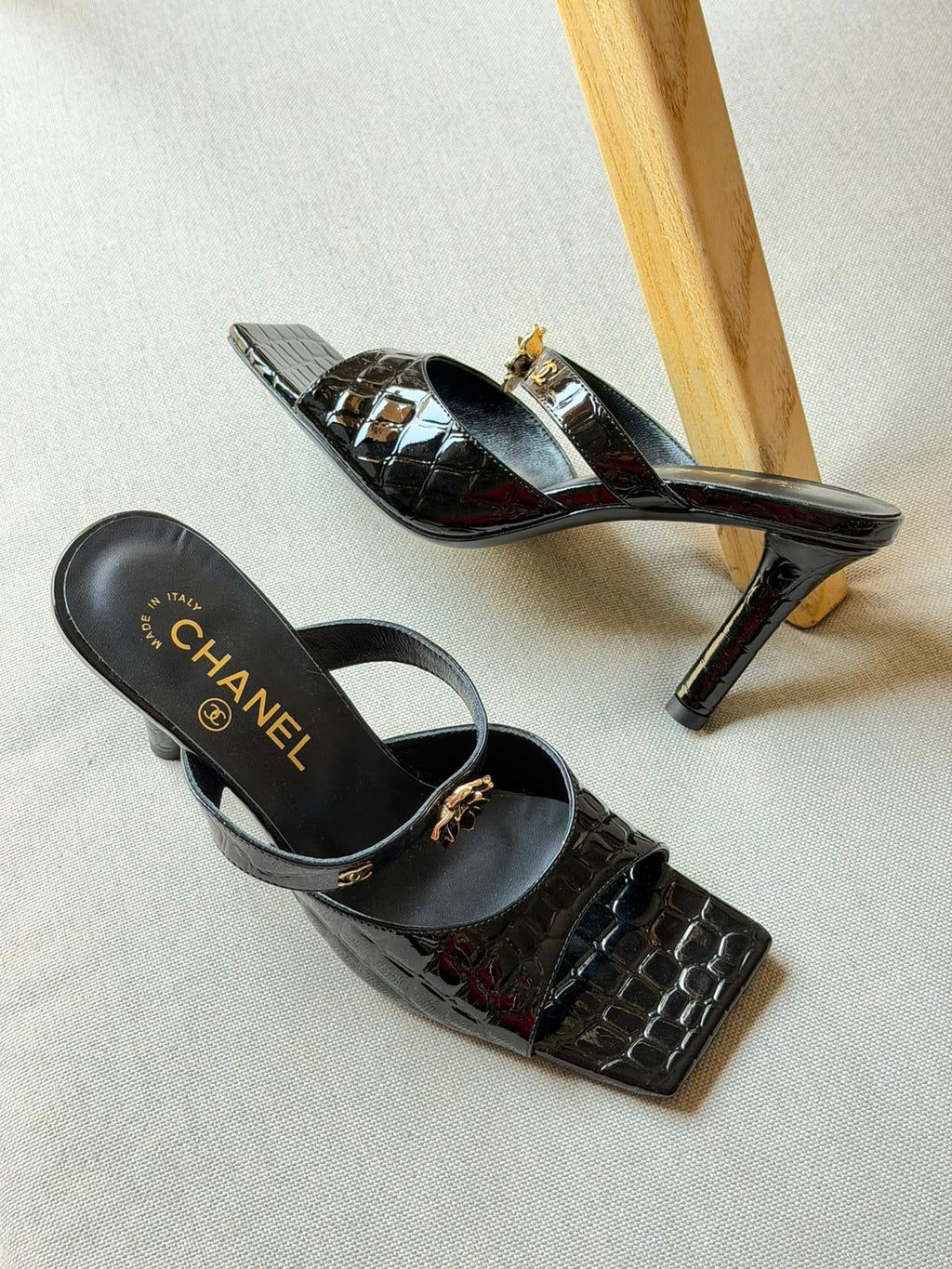 Chanel Crocodile Embossed Patent Calfskin & Metal
