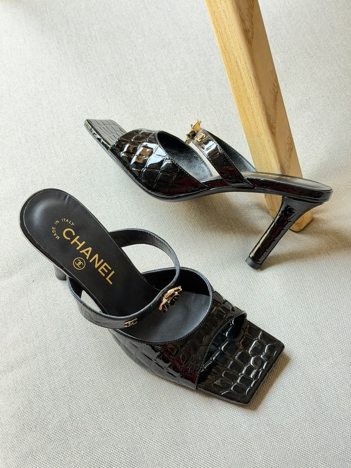 Chanel Crocodile Embossed Patent Calfskin & Metal