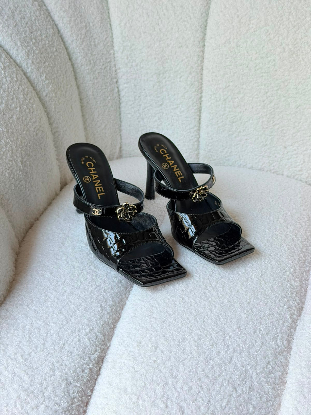 Chanel Crocodile Embossed Patent Calfskin & Metal