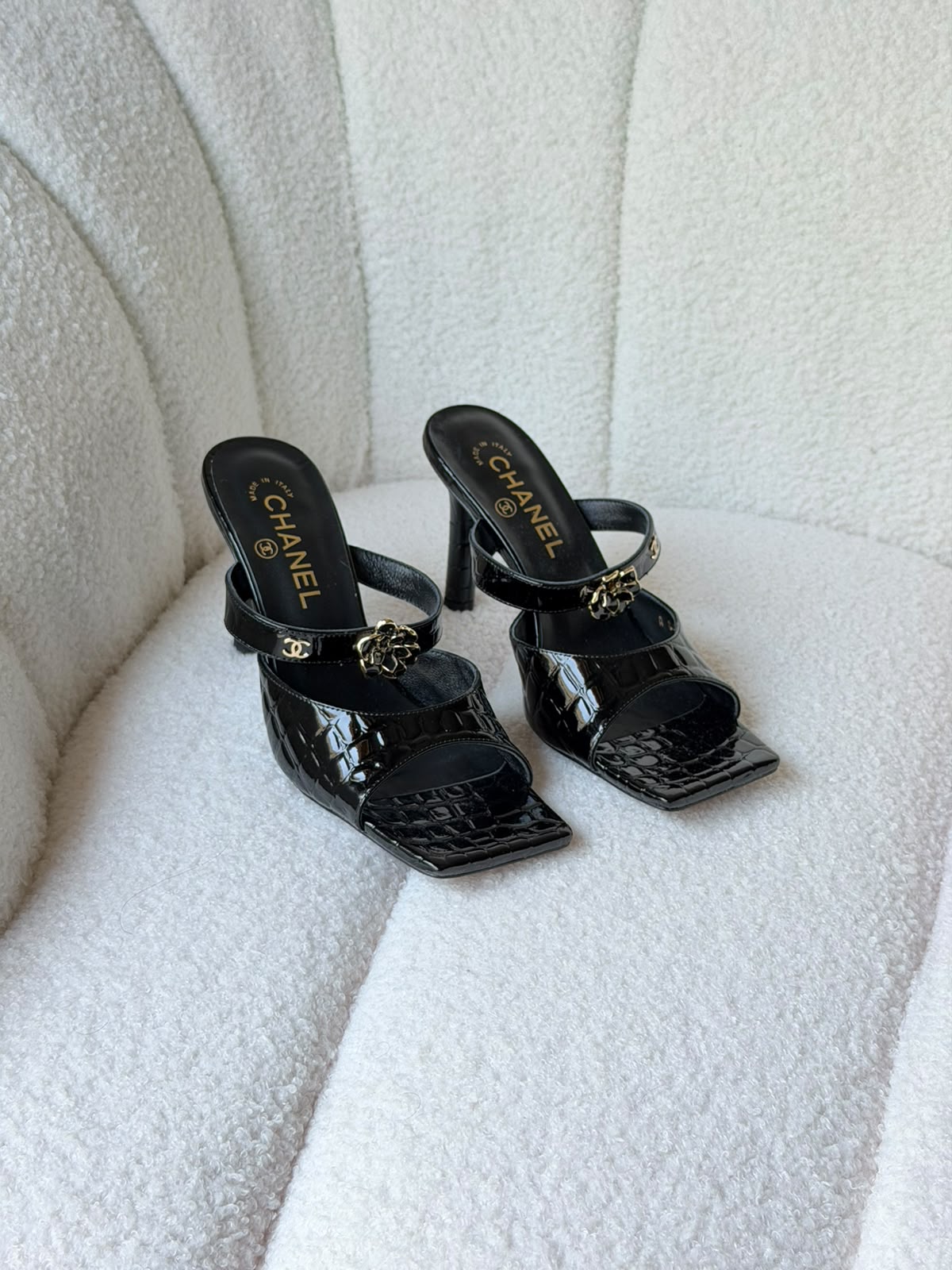 Chanel Crocodile Embossed Patent Calfskin & Metal