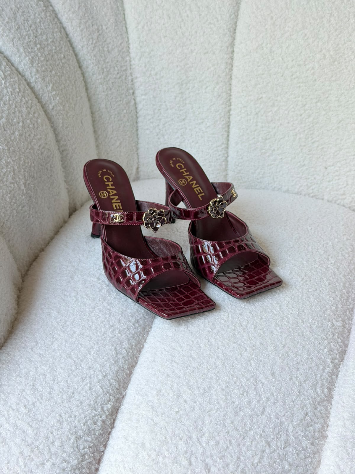 Chanel Crocodile Embossed Patent Calfskin & Metal