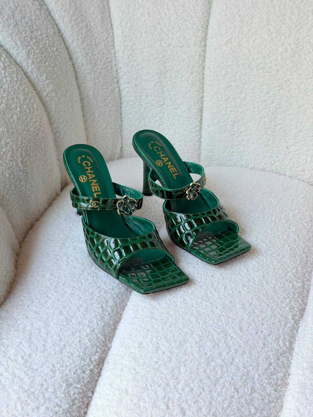 Chanel Crocodile Embossed Patent Calfskin & Metal
