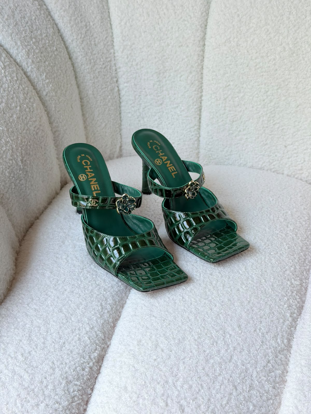 Chanel Crocodile Embossed Patent Calfskin & Metal