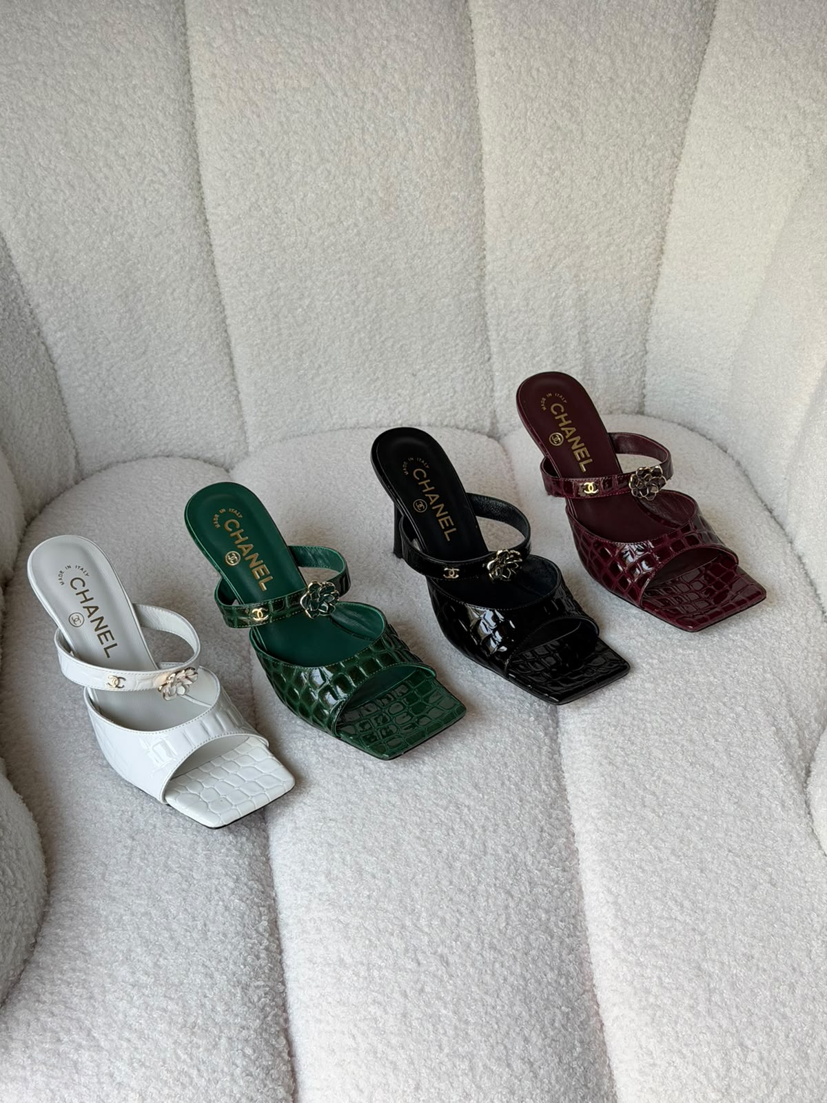 Chanel Crocodile Embossed Patent Calfskin & Metal
