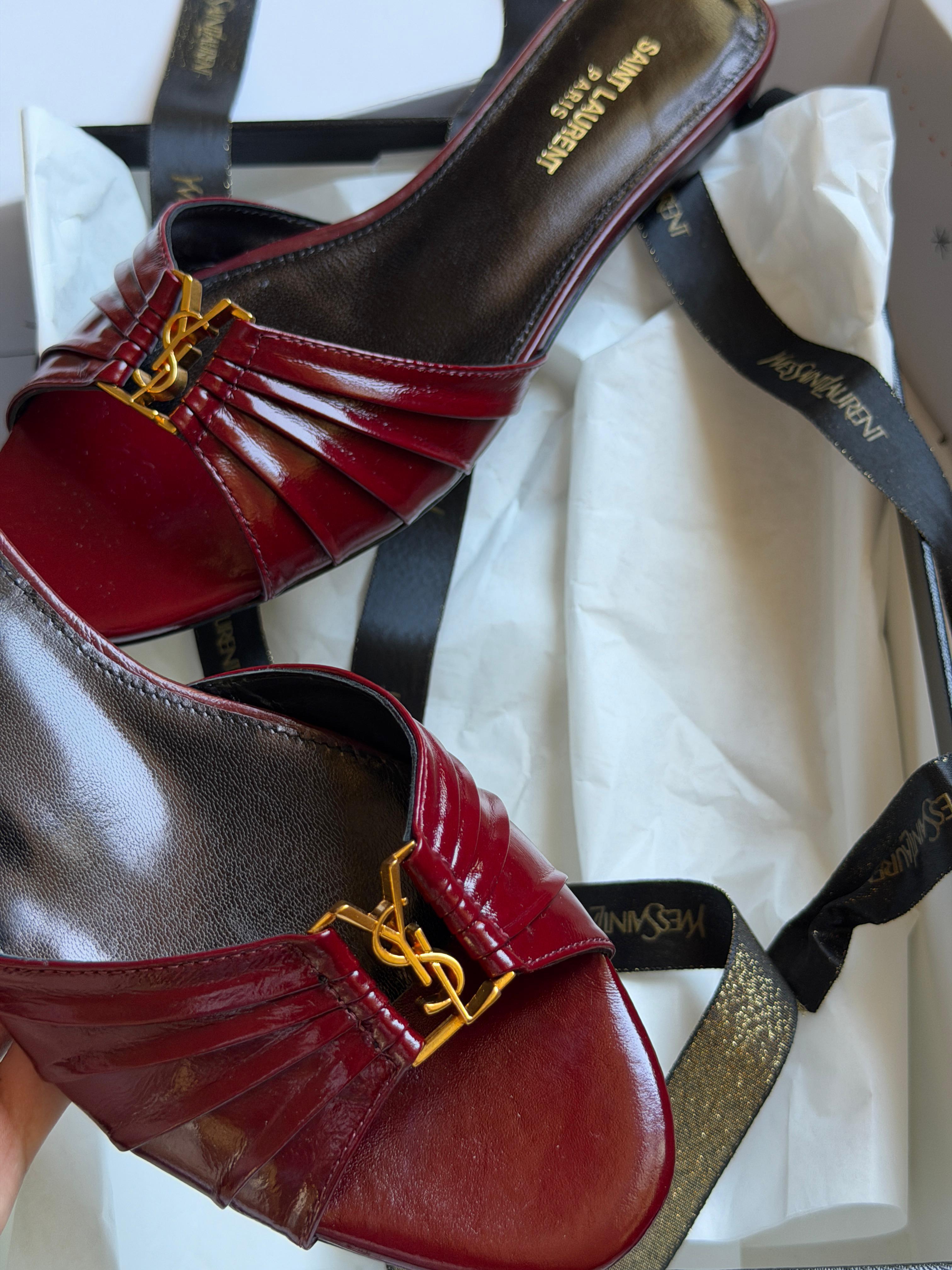 SAINT LAURENT Brown Babylone Slides