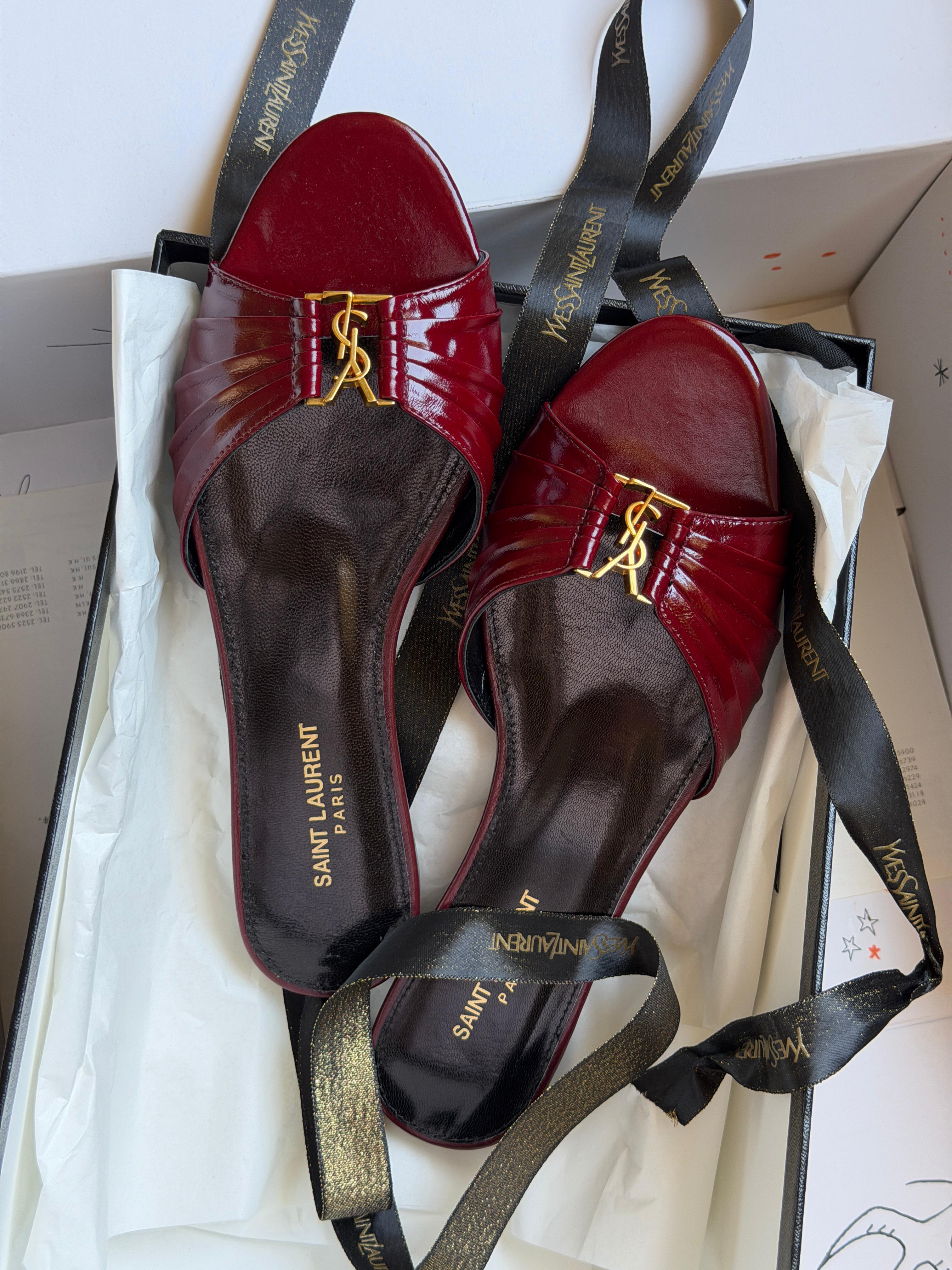 SAINT LAURENT Brown Babylone Slides