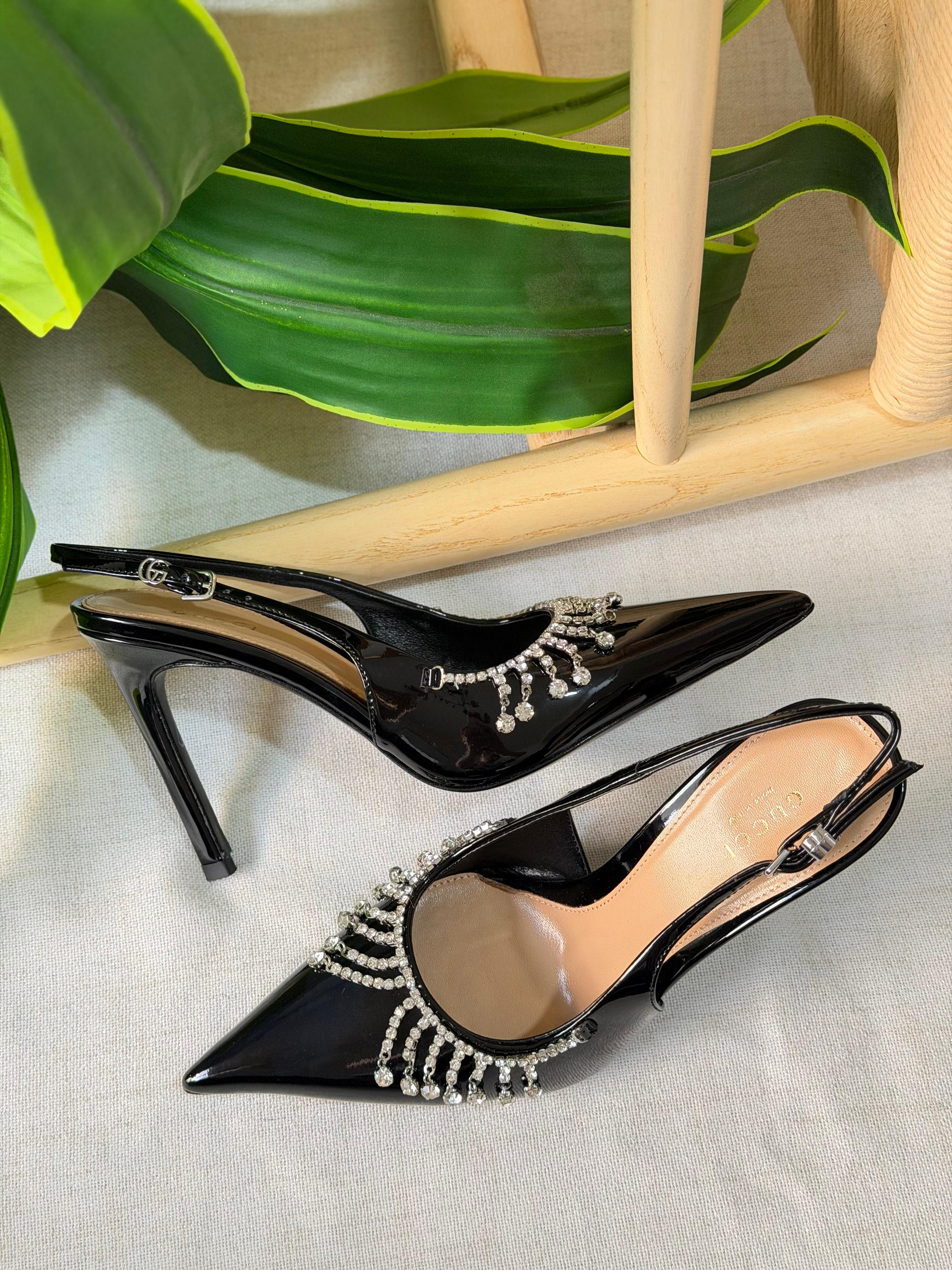 Gucci Crystal chain pumps