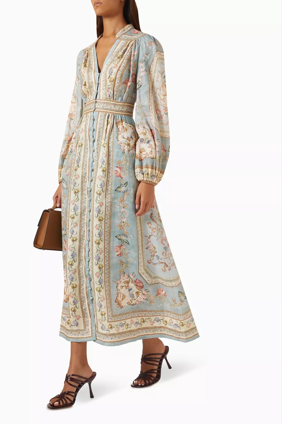 Zimmermann Blue Roselight Plunge Midi Dress