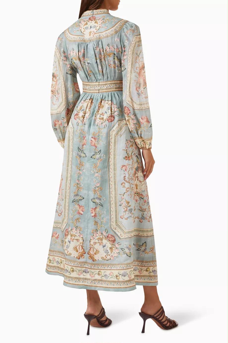 Zimmermann Blue Roselight Plunge Midi Dress