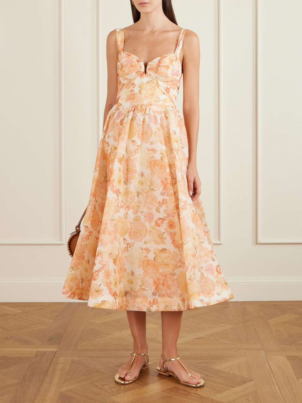 Zimmermann Orange Rebellion Drape Midi Dress