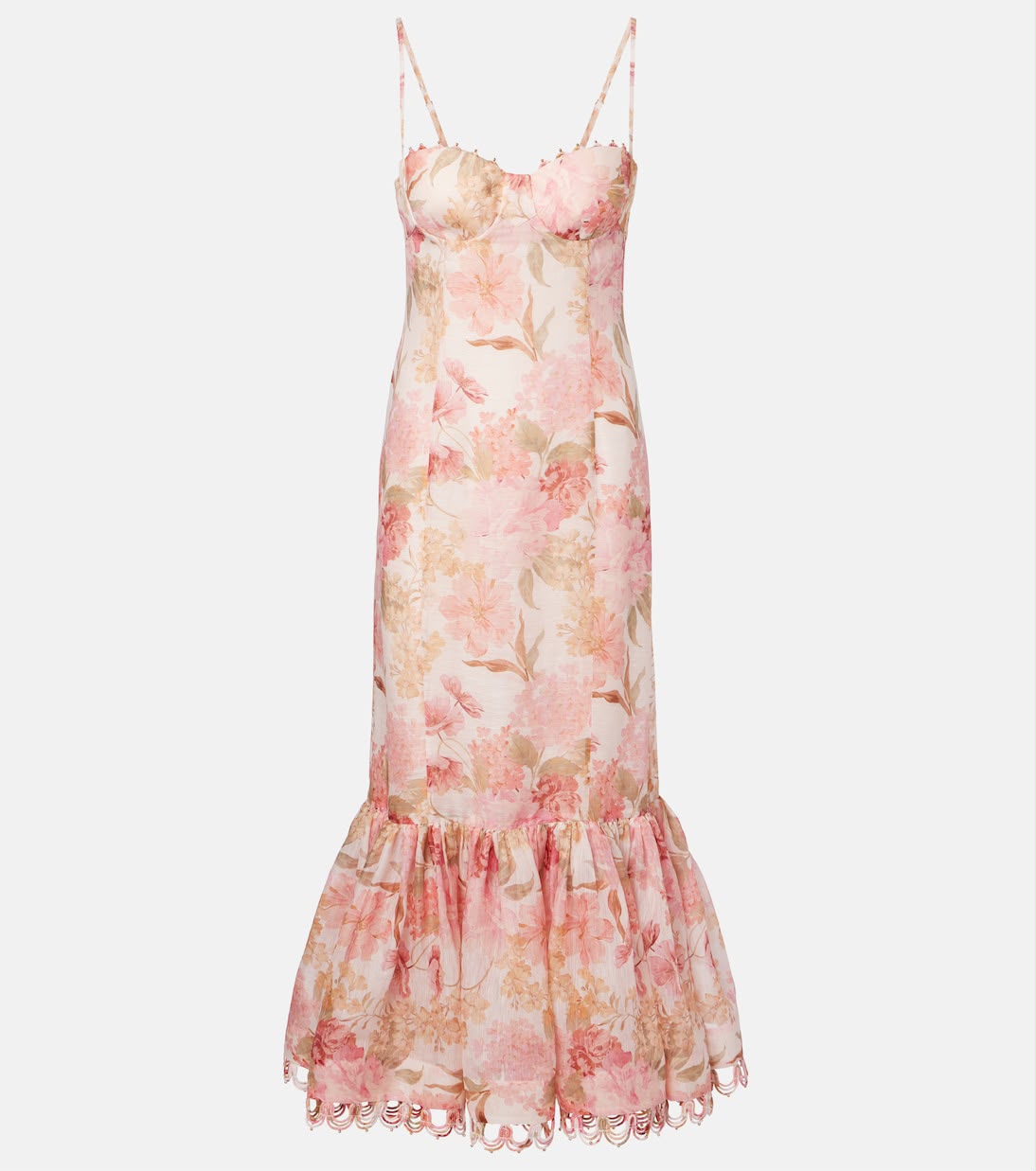 Zimmermann Como Floral Linen And Silk Midi Dress