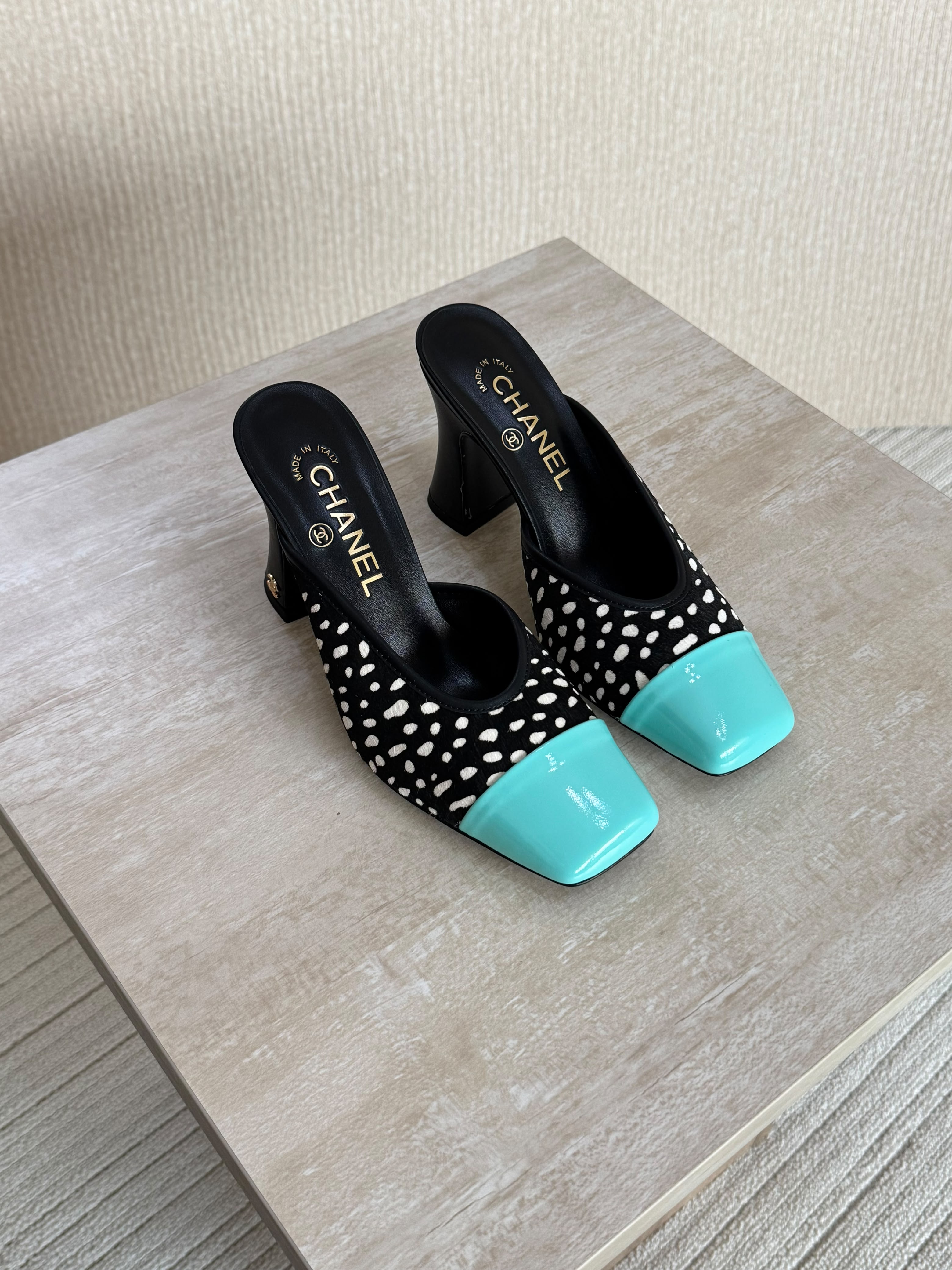 Chanel Mules in Lambskin & Patent Calfskin