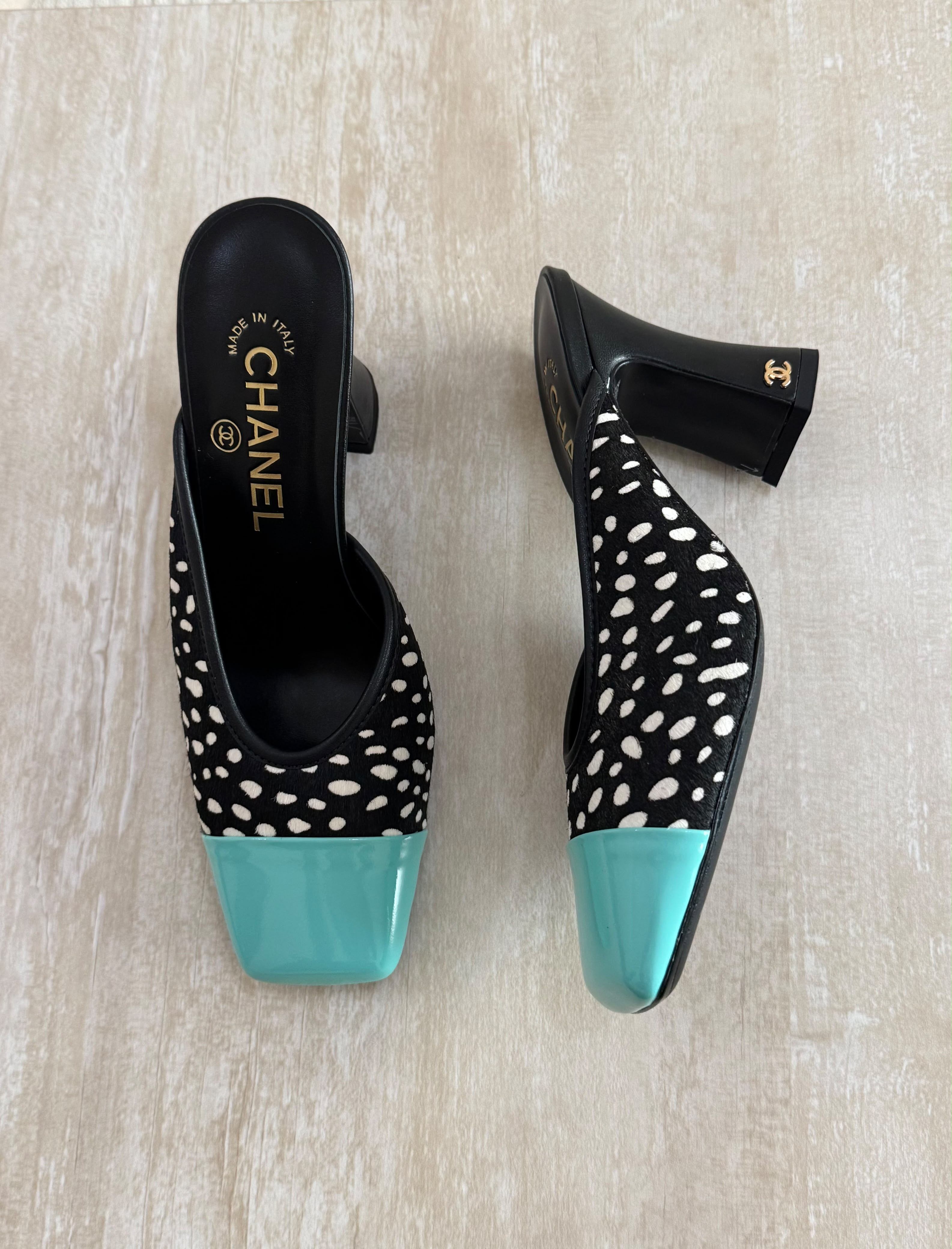 Chanel Mules in Lambskin & Patent Calfskin