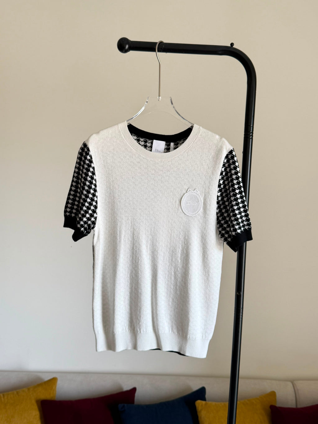 Dior Dior Médaillon Short-Sleeved Sweater Black and White