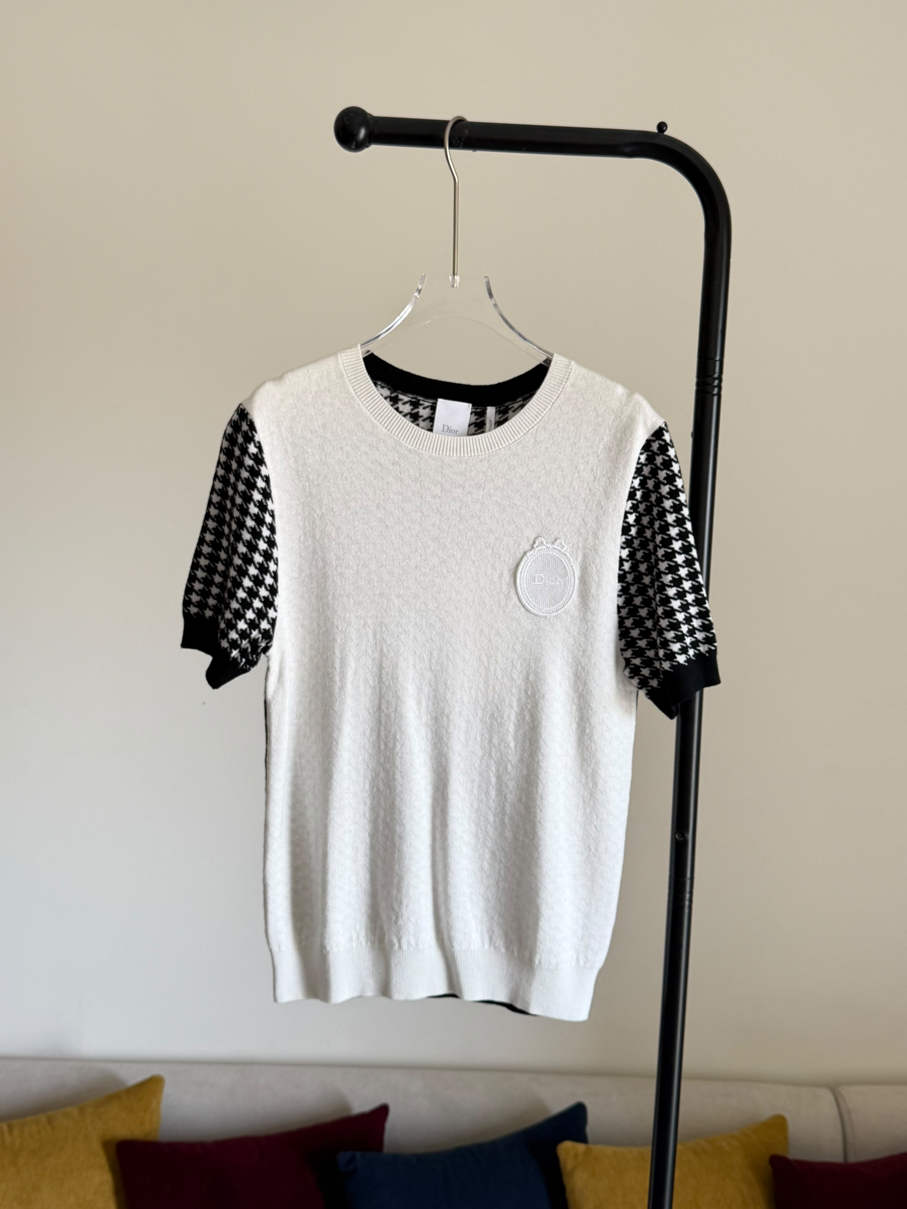 Dior Dior Médaillon Short-Sleeved Sweater Black and White