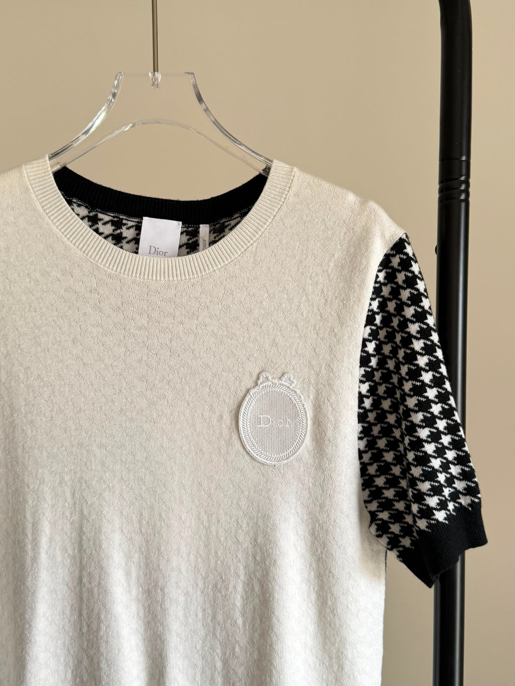 Dior Dior Médaillon Short-Sleeved Sweater Black and White