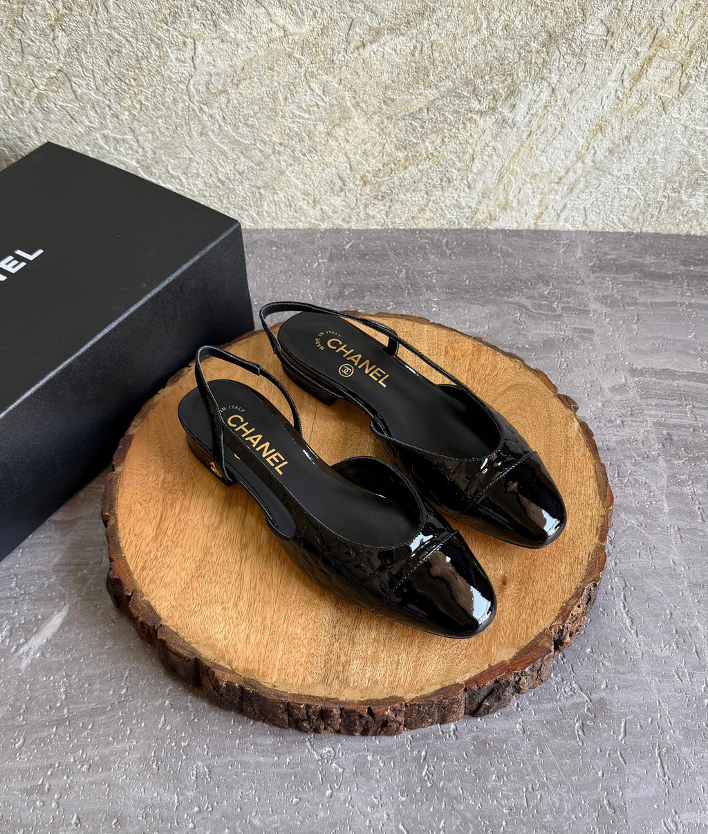 Chanel Slingbacks  - Crocodile embossed patent