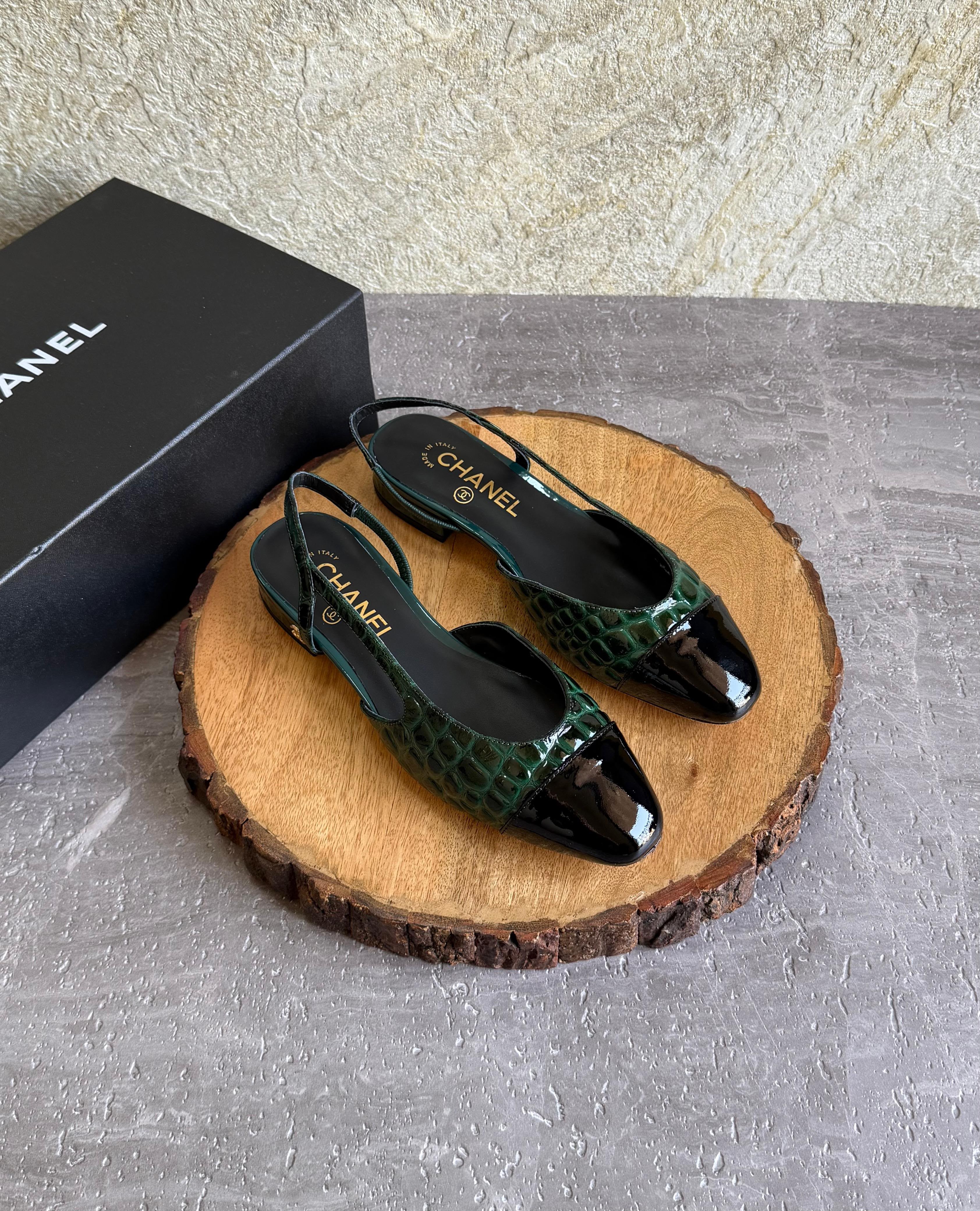 Chanel Slingbacks  - Crocodile embossed patent