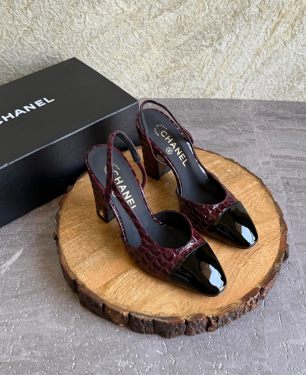 Chanel Slingbacks  - Crocodile embossed patent