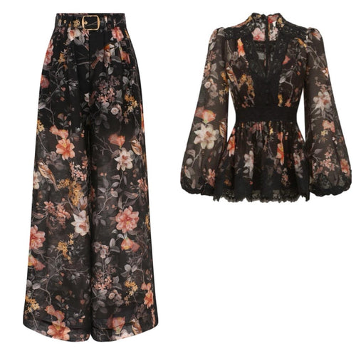 Buy Zimmermann Black Carousel Wide-leg Pants & Blouse