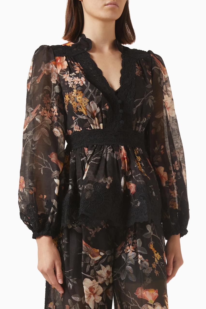 Buy Zimmermann Black Carousel Wide-leg Pants & Blouse