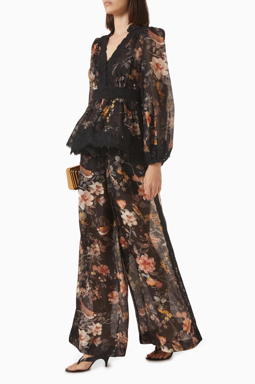Buy Zimmermann Black Carousel Wide-leg Pants & Blouse