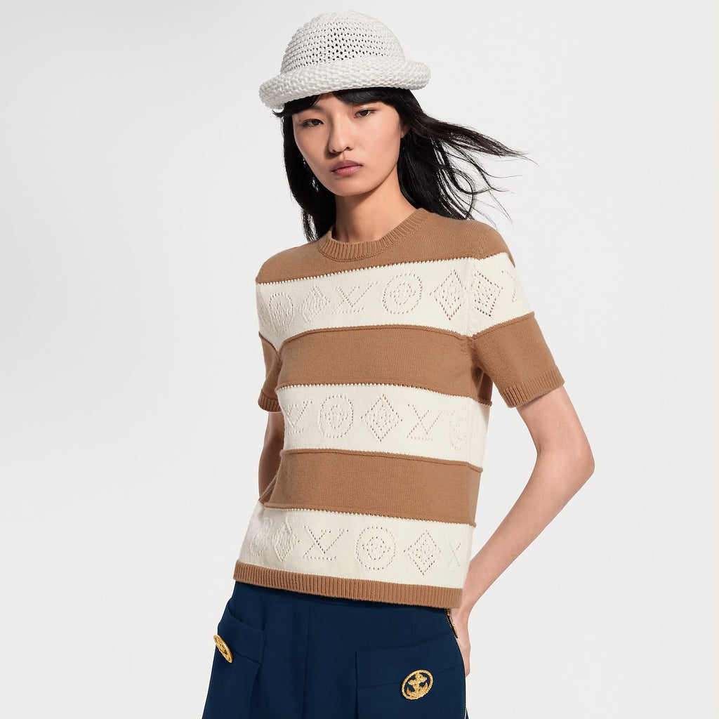 Louis Vuitton Openwork Striped Knit Top