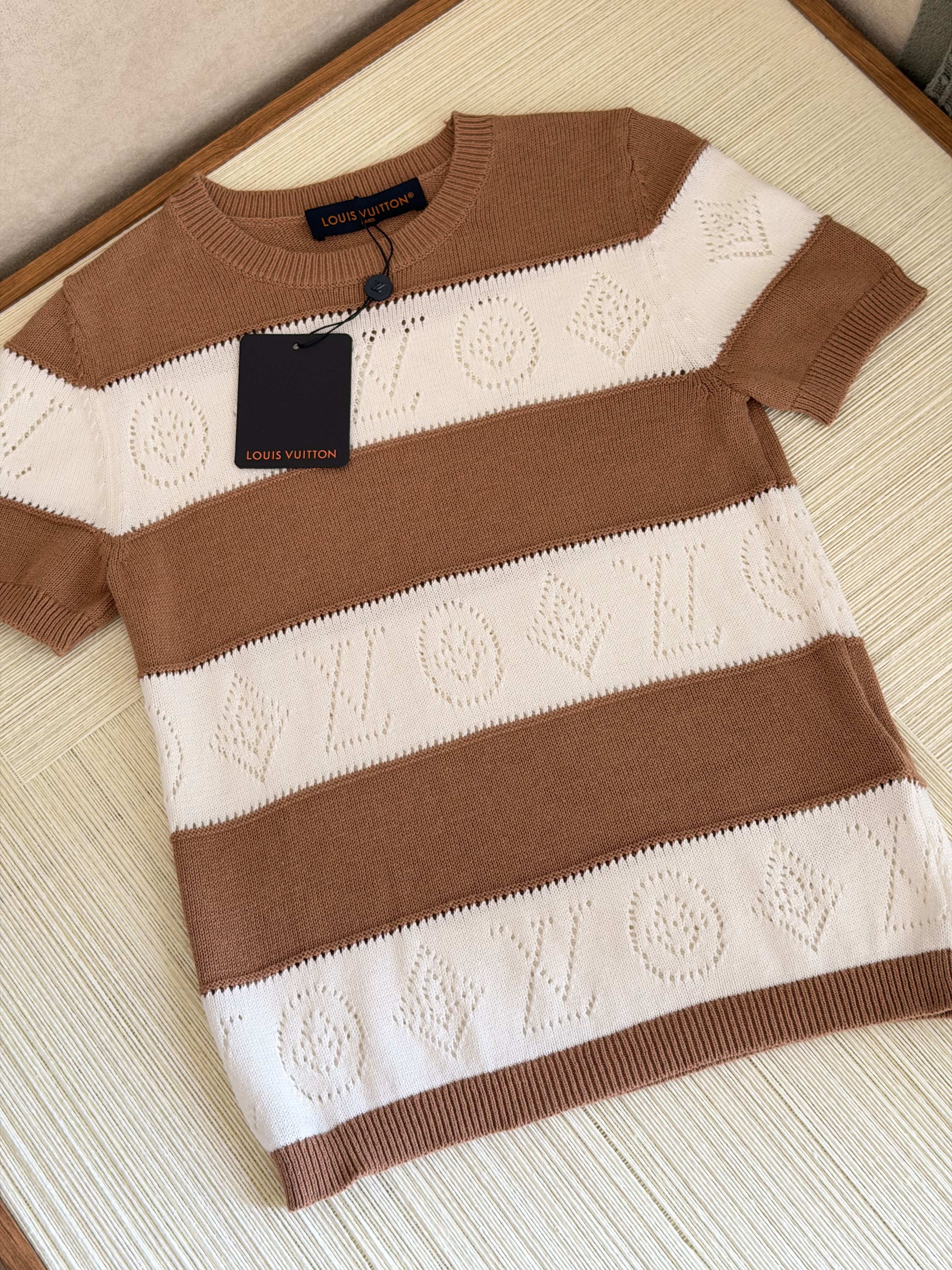 Louis Vuitton Openwork Striped Knit Top