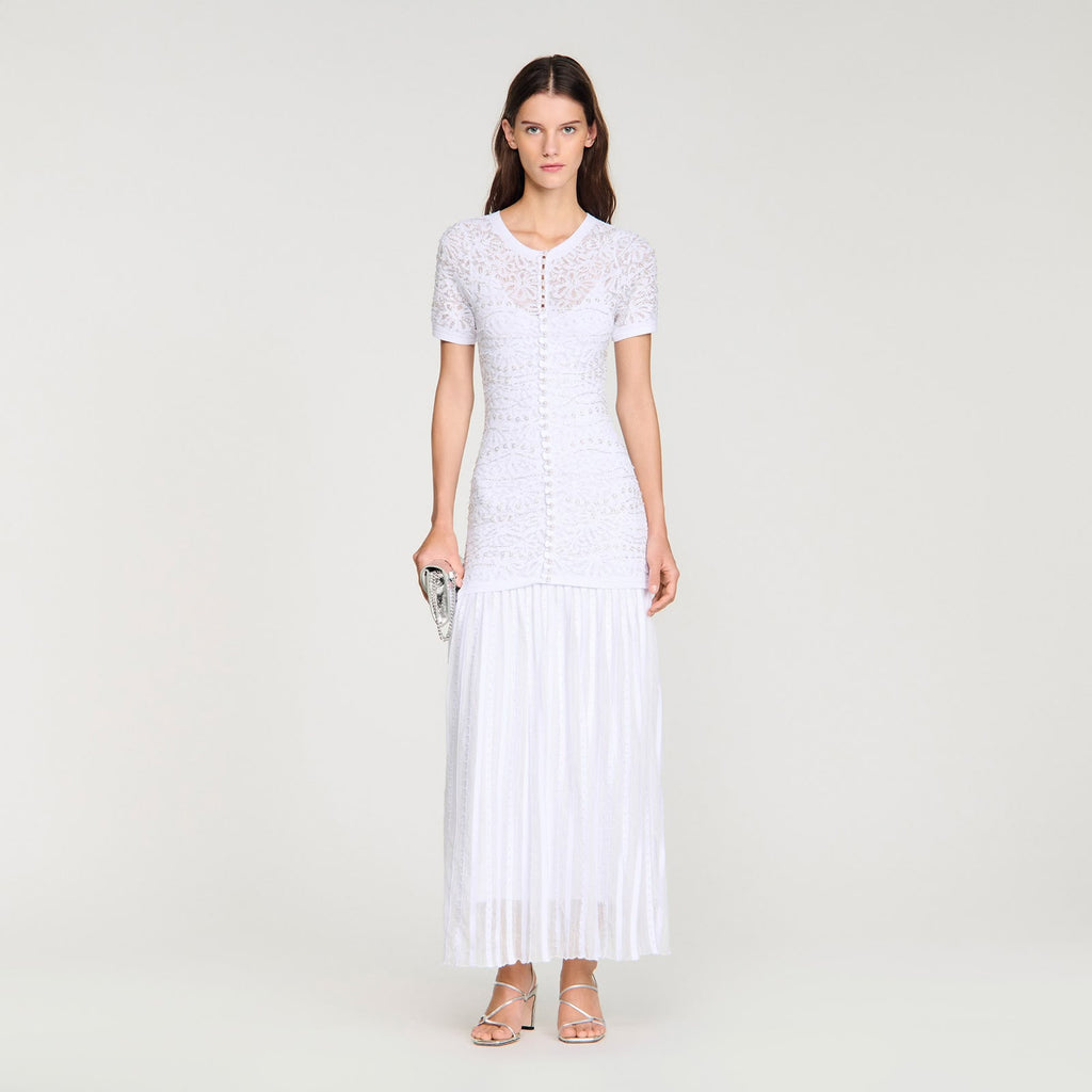 SANDRO Beaded Knit Maxi Dress
