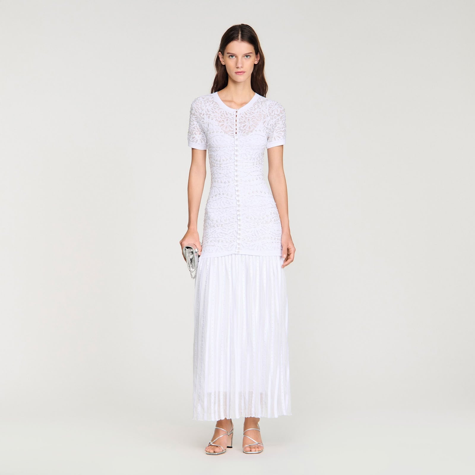 SANDRO Beaded Knit Maxi Dress