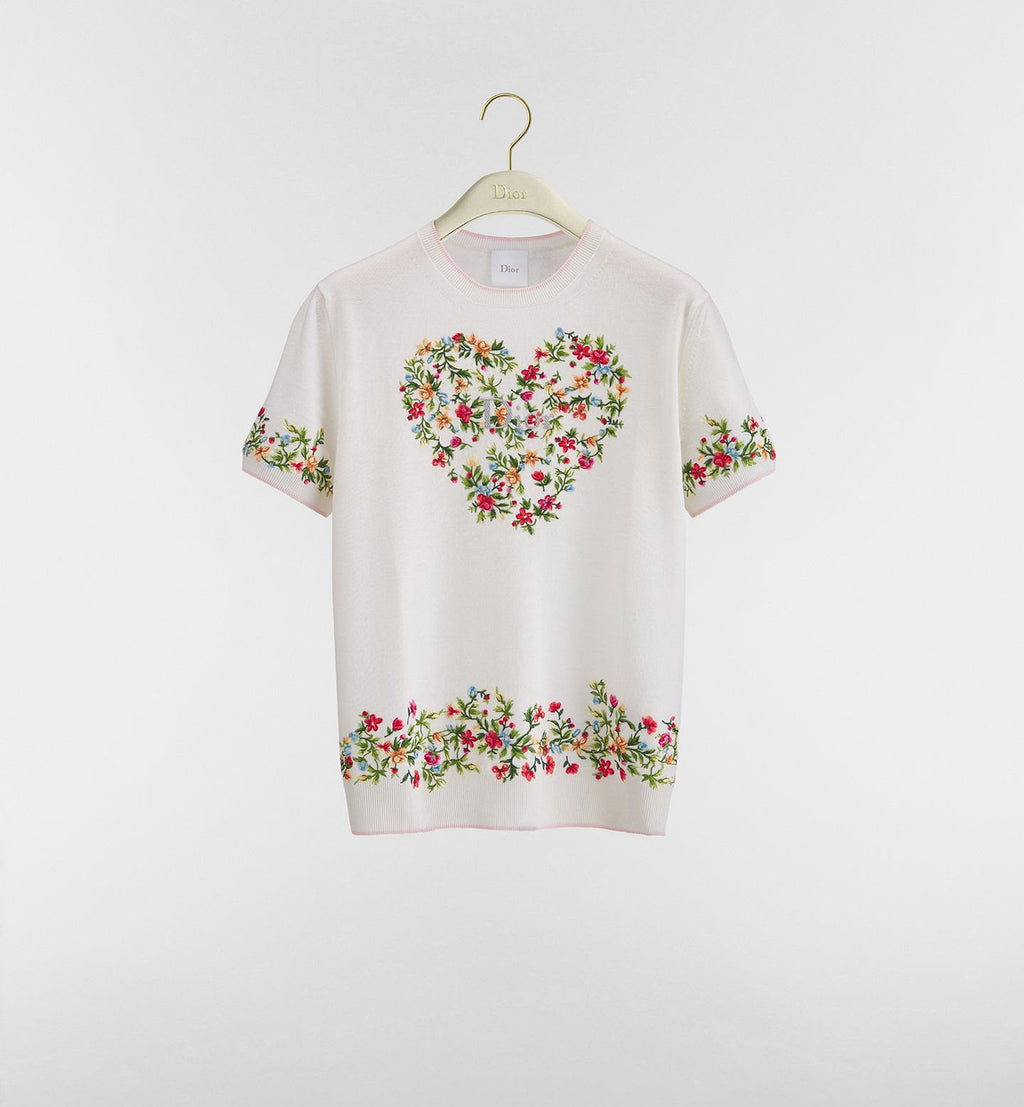 Dior Dioramour Short-Sleeved Embroidered Sweater