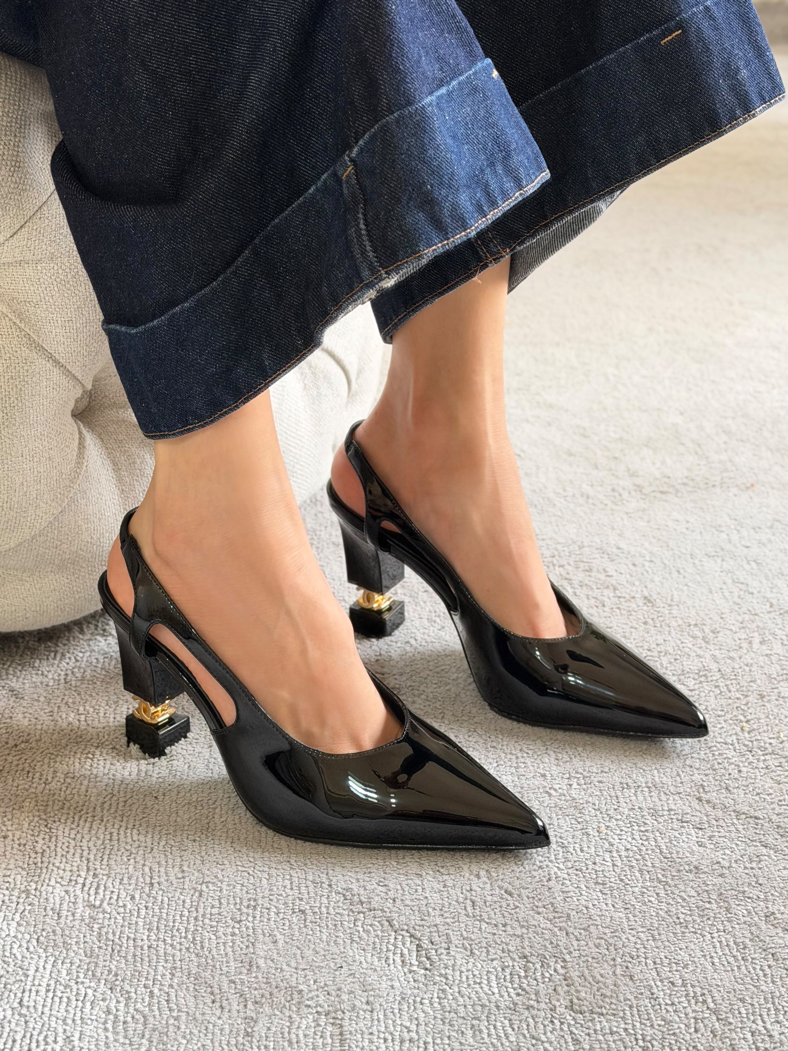 Chanel Slingbacks heeled Patent Calfskin
