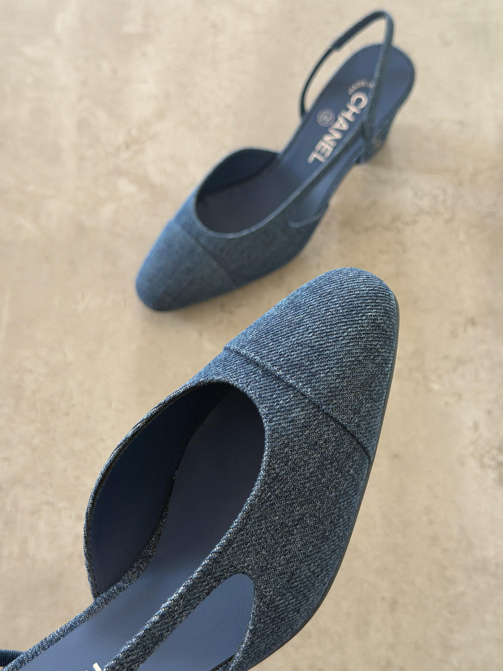 Chanel Interlocking CC Logo Lace Slingback Pumps