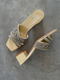 Gina Beige Croc Embossed Patent Sandals