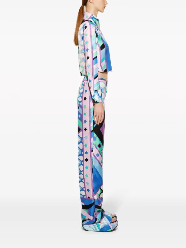 Pucci Blue Vivara-print Shirt in Silk-twill