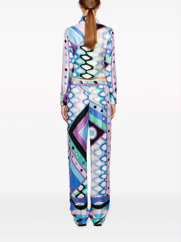 Pucci Blue Vivara-print Shirt in Silk-twill